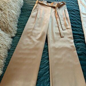 Halston Flowy Satin Pant Size 2 Biscotti NWT